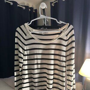 LOFT Size Small, Lightweight Navy and White Striped Sweater